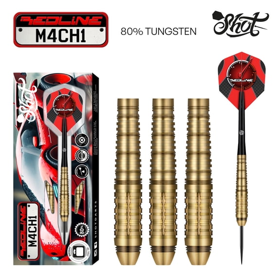 Shot Redline M4CH1 Steel Tip Dart Set-80% Tungsten Barrels-23gm