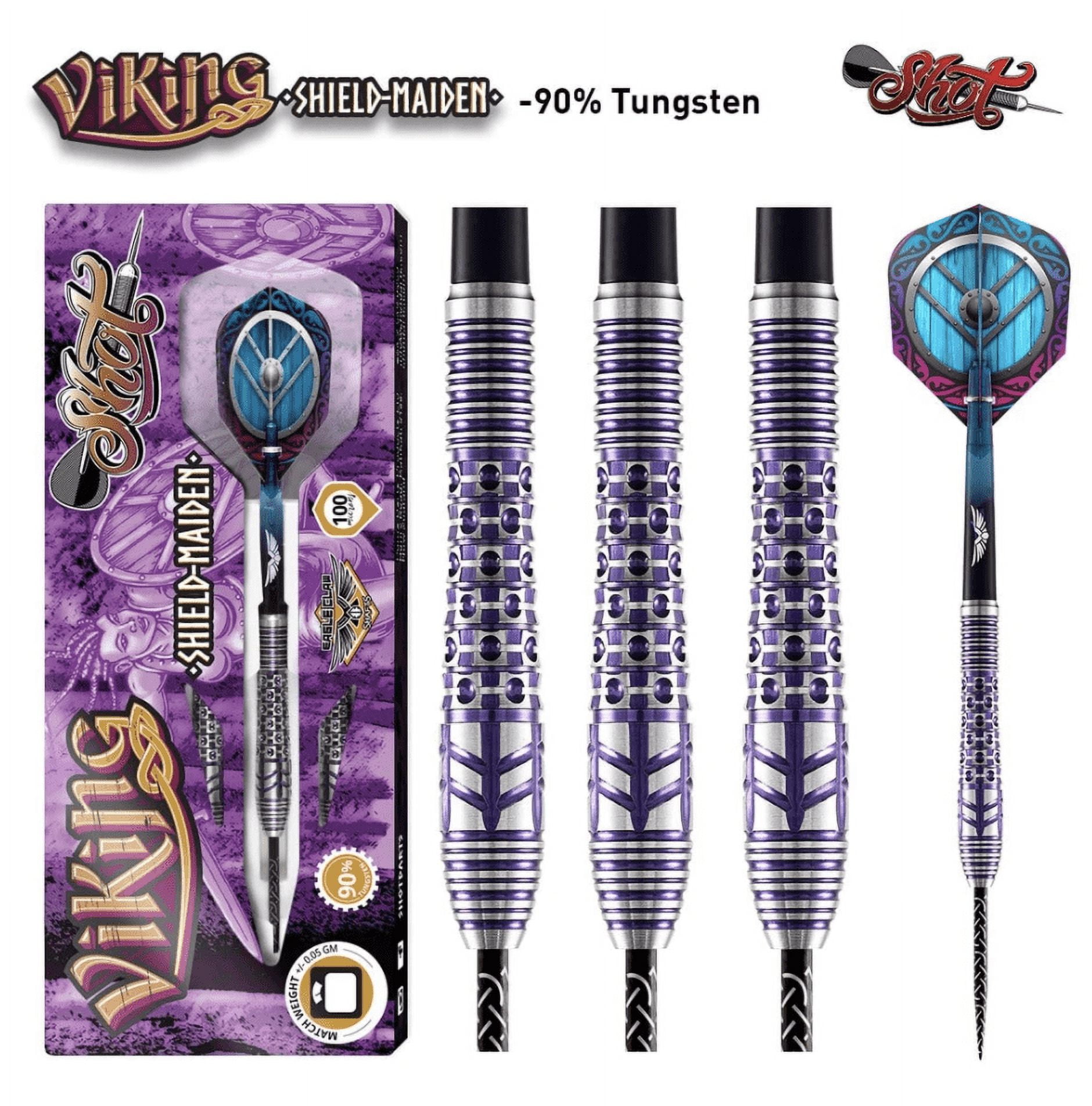 Shot Viking Shield-Maiden Steel Tip Dart Set-90% Tungsten Barrels-24gm