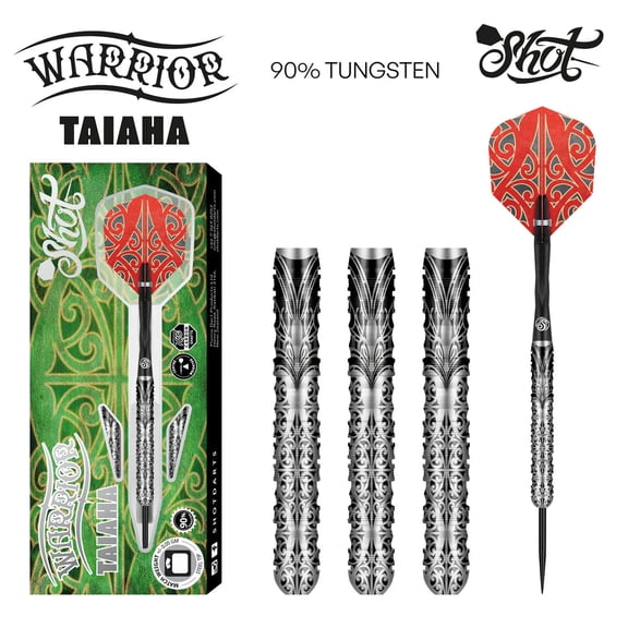 Shot Warrior Taiaha Steel Tip Dart Set-90% Tungsten-21gm