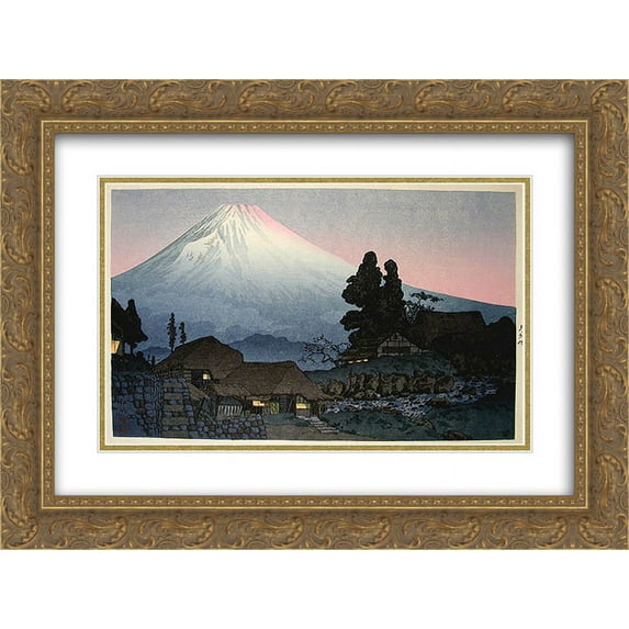 Shotei Takahashi 2x Matted 24x18 Gold Ornate Framed Art Print 'Fuji from Mizuchubo'
