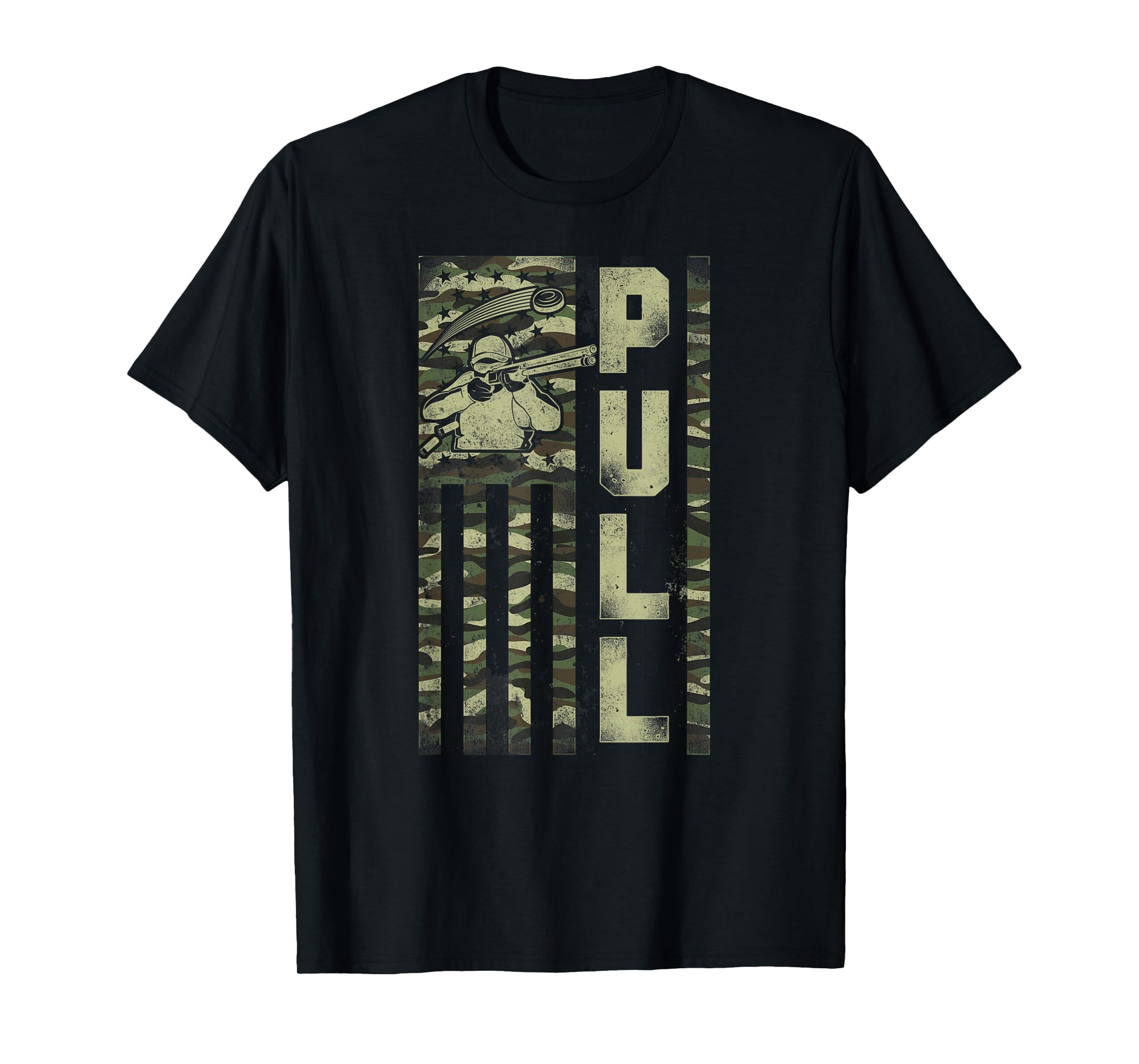 Shotgun Skeet Trap Clay Pigeon Shooting Camo Usa Flag TShirt
