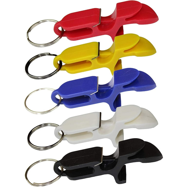 Shotgun tool bottle opener keychain - 5 pack - beer bong shotgunning tool -  great for parties, party favors, gift, drinking accessories 5  Red-Blue-White-Black-Yellow 