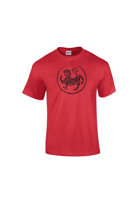 Shotokan Karate T-Shirt TKD Shirt Japan Martial Arts Tiger Men's Unisex Shirts (Red, LG)