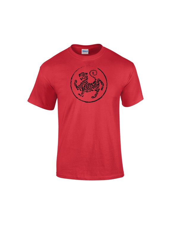 Shotokan Karate T-Shirt TKD Shirt Japan Martial Arts Tiger Men's Unisex Shirts (Red, LG)