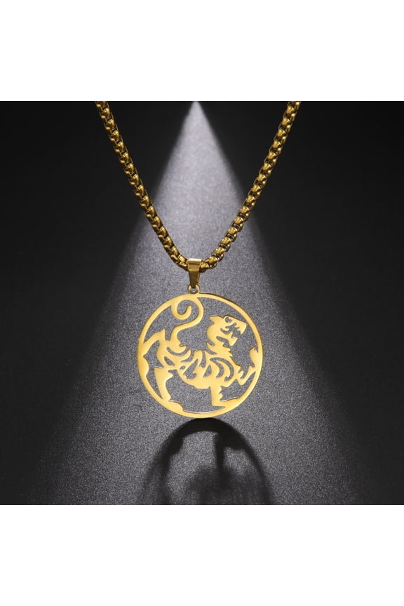Shotokan Tiger Karate Martial Arts 14K Yellow Gold Pendant for Necklace Men Women Jewelry