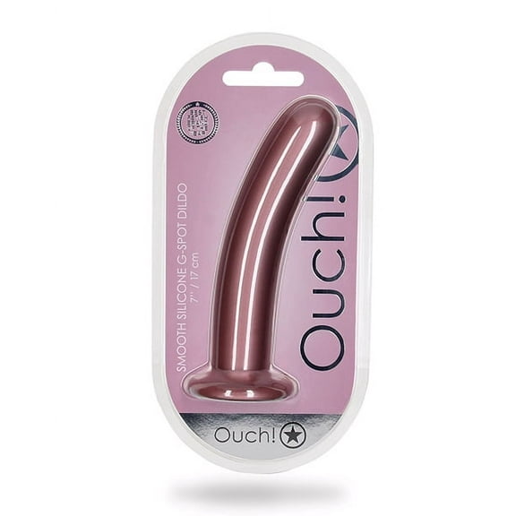 Shots Ouch! Smooth Silicone 7 in. G-Spot Dildo Rose Gold