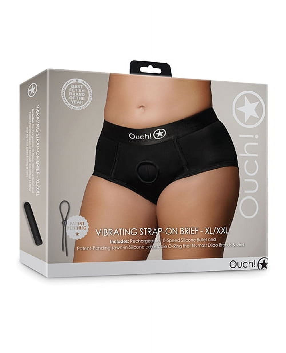 Shots Ouch! Vibrating Strap-on Brief Black XL/2XL - Walmart.com