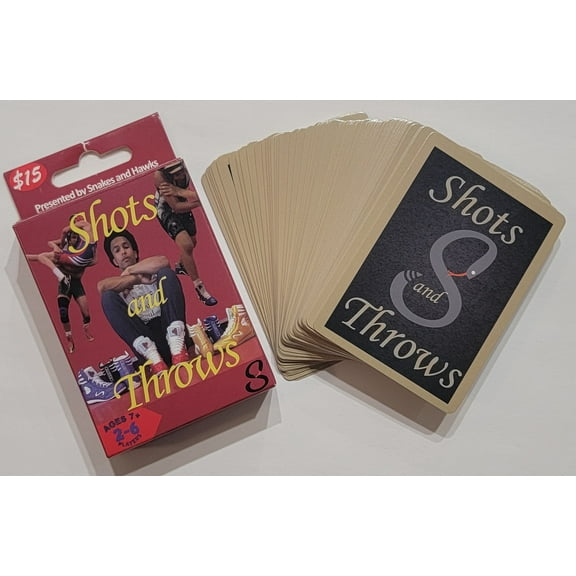 Shots and Throws Family Card Game for 2-6 Players, Wrestling Themed, Sponsored by Subes Shoes