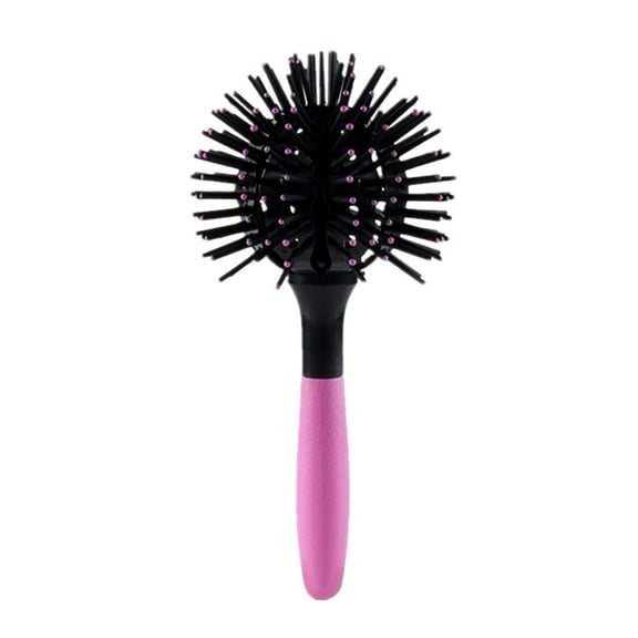 ShouWei 3D Bomb Curl Hair BrushRound Brush for Blow Drying 360° Ball Hair Brush Hair Curling Making Curly Hair Sphere Curler Comb Hair Tool Detangling Hairbrush Heat ResistantUsed(PINK)