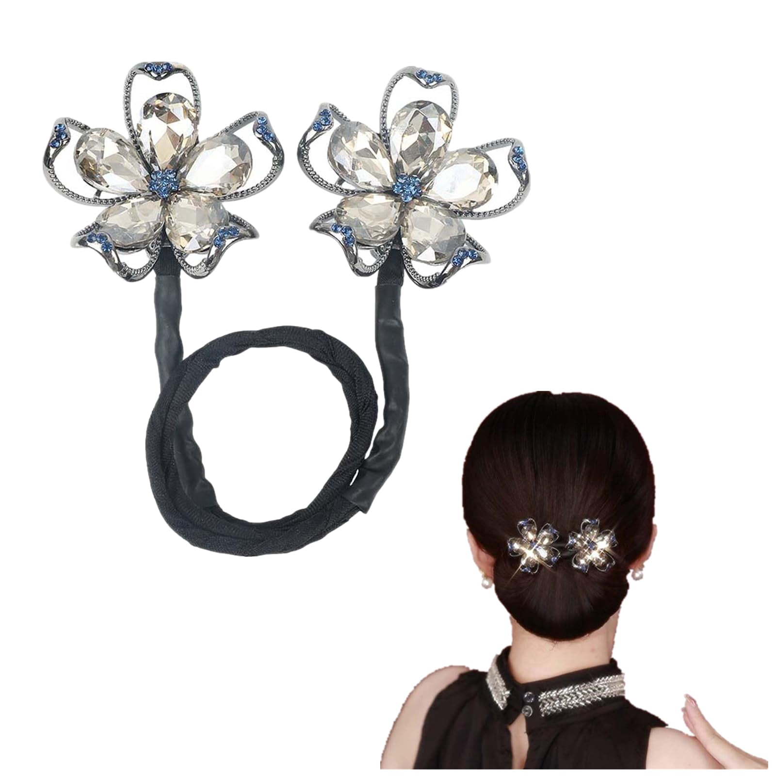 Crystal French Twist Flower Hairpin Belinda Rhinestone Crystal Flower Hair Stick Hairpin Wedding  main image 2