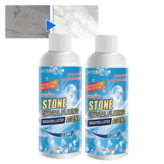 ShouWei Stone Stain Remover Cleaner - Stone Crystal Plating Agent Marble Stone Cleaner Nano Crystal Plating Agent Kitchen Quartz Stone Tile Countertop Scratch Repair (2pc)