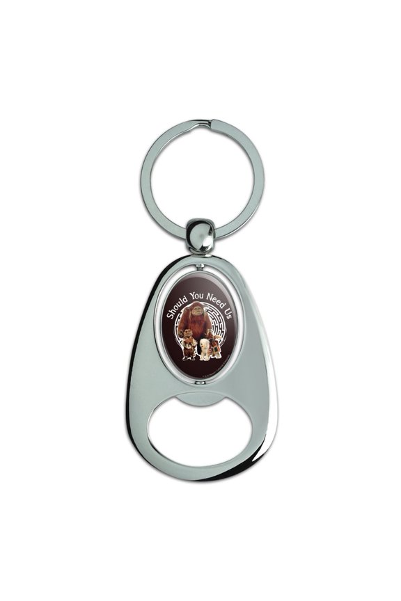 Should You Need Us Labyrinth With Ludo Hoggle and Didymus Keychain Chrome Metal Spinning Oval Bottle Opener