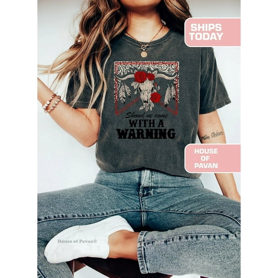 Should’ve Come with a Warning Shirt, Rodeo Cowgirl Graphic Tee, Vintage Retro Shirt for Women