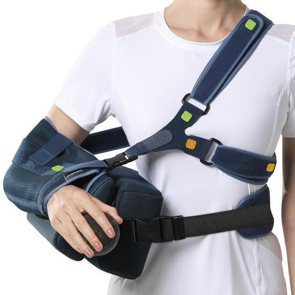Shoulder Abduction Sling with Two Removable Pillows, Shoulder Immobilizer Strap for Sleeping, Rotator Cuff Surgery, Medical Sling for Women Men, Fits Left and Right Arm, L, Bust Greater than 41