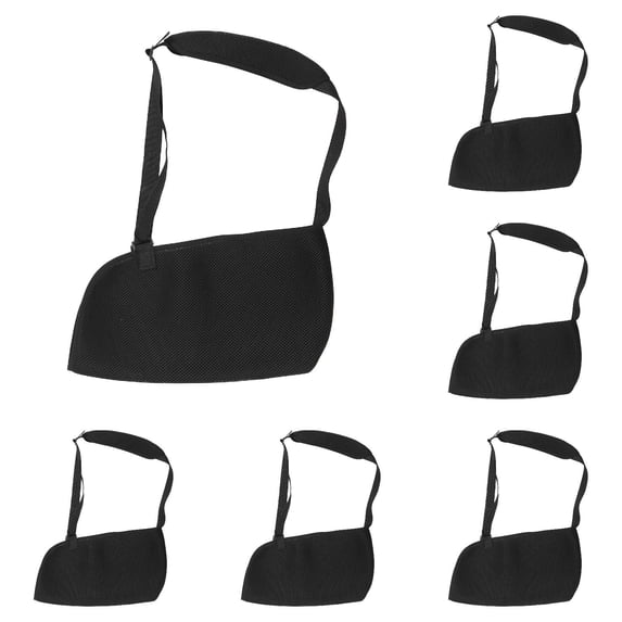 WJY Shoulder Arm Sling Elbow Support Wrist Wrap for Broken Fracture Injury Relief, Black, 15 in x 7.8 in, 6 Count