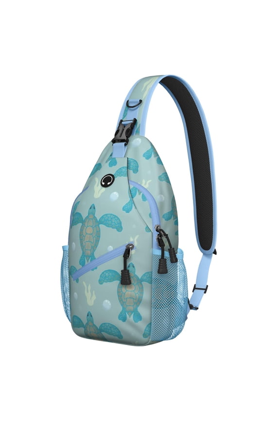 Shoulder Backpack with Nautical Ocean and Beach Themed Cute Turtle Prints, Multi-Functional, Lightweight and Durable for Students, Office Workers, and Travelers