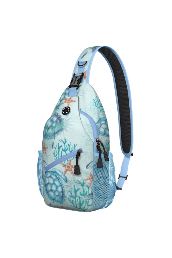 Shoulder Backpack with Nautical Ocean and Beach Themed Cute Turtle Prints, Multi-Functional, Lightweight and Durable for Students, Office Workers, and Travelers