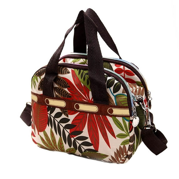 Shoulder Bag Contrast Colors Multi Pocket Zipper Tote Floral Print Crossbody Shoulder Handbag for Travel