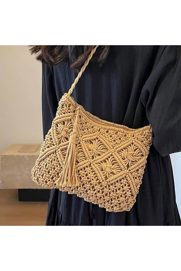 Shoulder Bag Crossbody Bag Messenger Bag for Women Young Women with Weaving Detail Casual Style Cotton Material Medium Size Zipper Closure External Pocket Lightweight Design for Daily Commute Weekend
