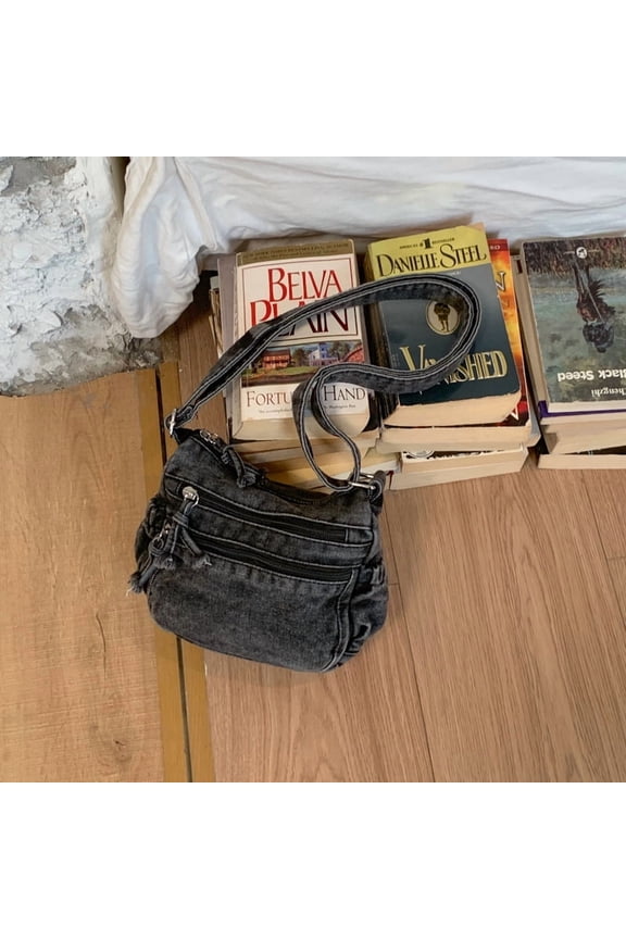 Shoulder Bag Crossbody Bag Small Square Bag for Women Denim Minimalist Style Multiple Compartments Adjustable Strap Daily Commute Office Casual Urban Portable Bag