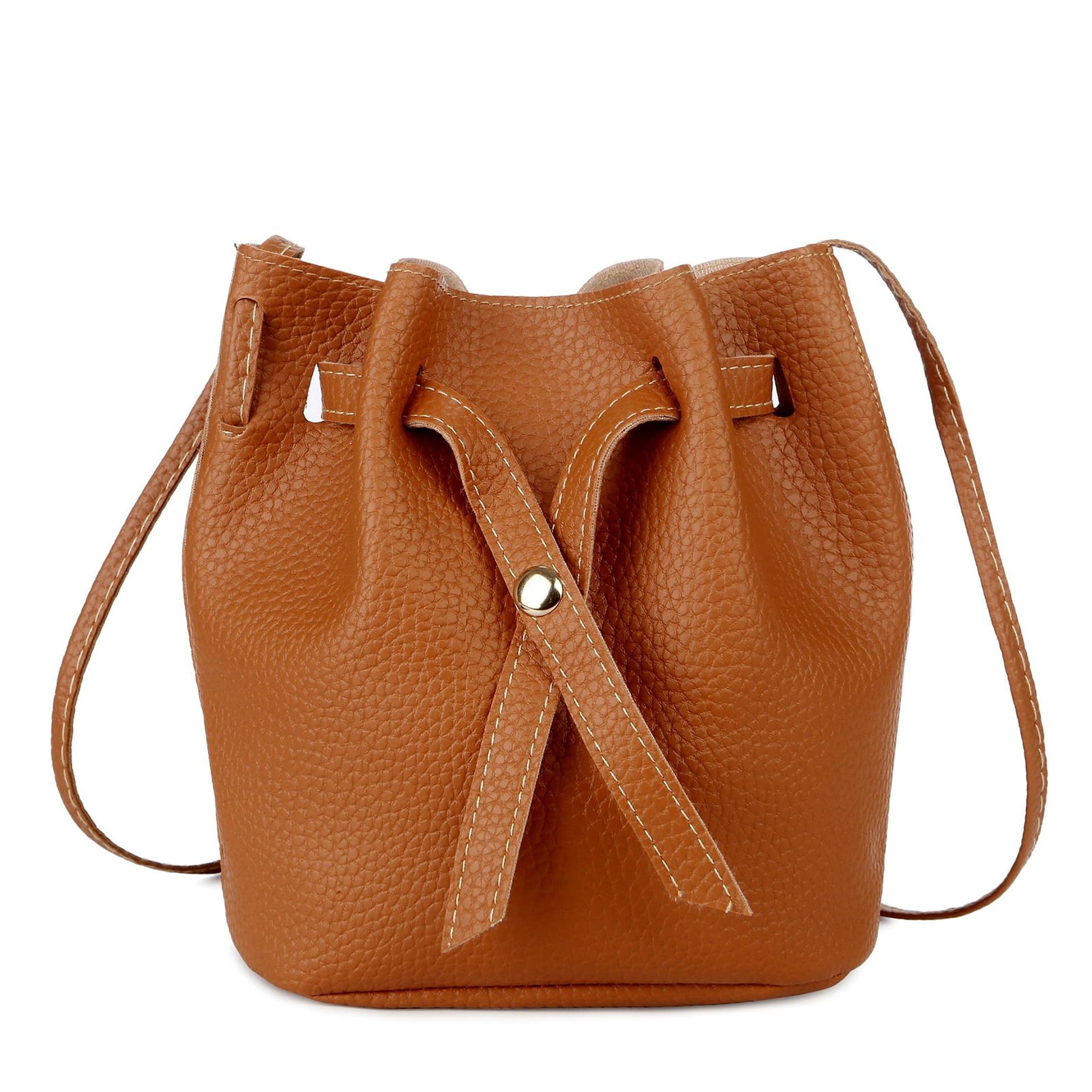 Shoulder Bag Drawstring Buckle High Capacity Lychee Pattern Women ...