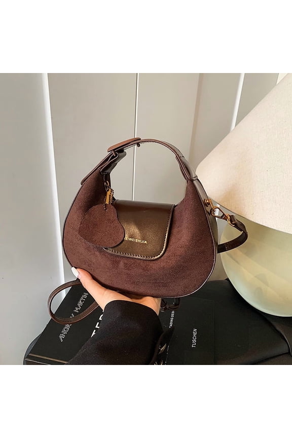 Shoulder Bag Hobo Bag Pochette Bag for Young Women with Mixed Materials, Suede, Medium Size, Adjustable Strap, Multiple Compartments, Minimalist Style for Daily Commute and Weekend Outing.