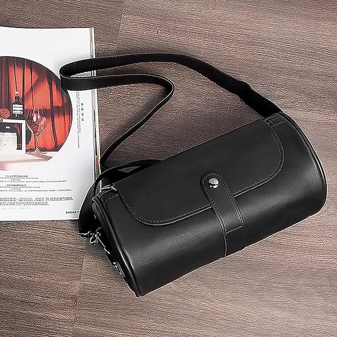 ASPHODELCHIC Women's Large Vegan Leather Crossbody Bag | Two Detachable Straps, Zipper Closure, Roomy Shoulder Bag - View #8