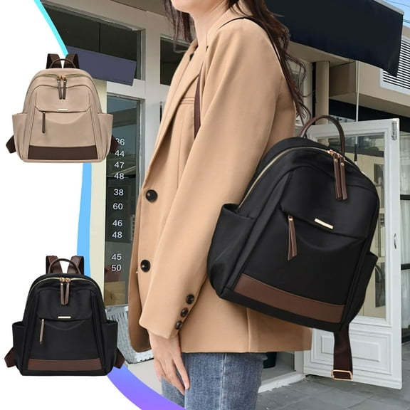 Shoulder Bag Oxford Cloth Large Capacity Travel Backpack | Fashion Trend | Adjustable Strap | Lightweight | Water Resistant | Zipper Pocket | Khaki Multicolor | 33x25x12cm