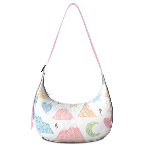 Shoulder Bag Rainbow Cartoon Sling Crescent Bag for Office Workers Dumpling Bag Casual Handbag Adjustable Strap