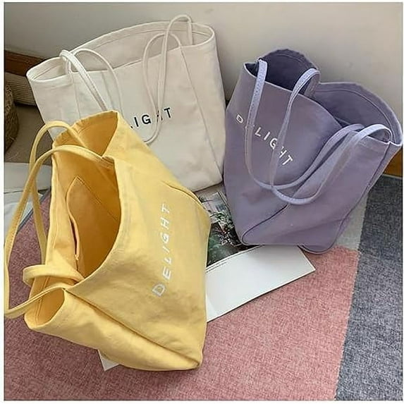 Shoulder Bag for Women, Canvas Tote Bags, Casual Large Size Handbag for Work Gym Beach, Simple Letter Pattern Design Tote Bag with Repeated Washing and Long Use Suits for Daily Wearing, Green