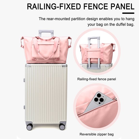 Shoulder Bag for Women | Foldable Travel Bag with Wet Dry Separation – Lightweight Carry-On Tote for Weekend Trips & Beach Days, Space-Saving Design,Multi-Compartment,Pink
