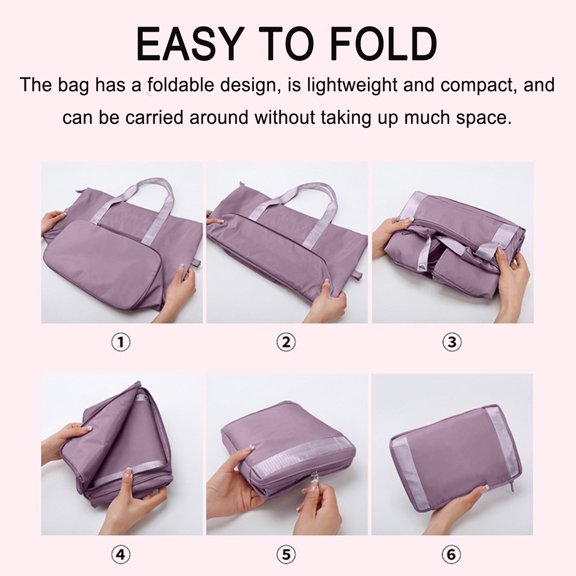 Shoulder Bag for Women | Foldable Travel Bag with Wet Dry Separation – Lightweight Carry-On Tote for Weekend Trips & Beach Days, Space-Saving Design,Multi-Compartment,Purple