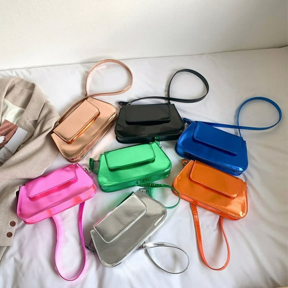 Shoulder Bag for Women, Leather Bags for Women, Soft Fashion Fresh Patent Bright Face Leisure Small Square Bag can be Hung on The Body as Decoration Suitable for Daily Leisure and School, Silver