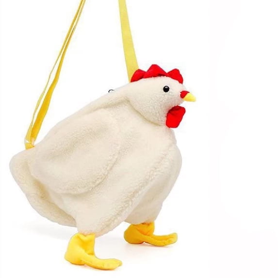 Shoulder Bag Womens Chicken Purse Bag Fluffy Shoulder Handbag Cute Cartoon Funny Animal Crossbody Bag White
