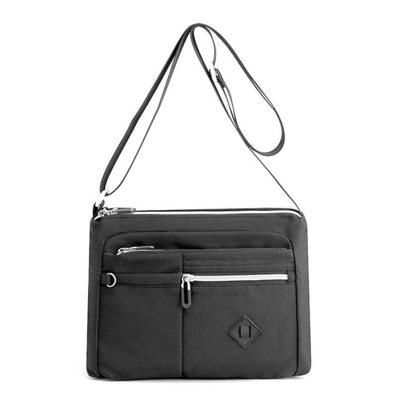 Shoulder Bag for Women 10.6 in x 8.7 in x 2 in Multi-Pocket Nylon Bag with Adjustable Strap and Zipper Closure