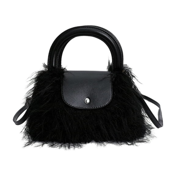 Shoulder Bag for Women Crossbody Bags with Removable Strap Faux Furs Clutches Toted Handbags Purses with Buckles Closure