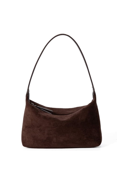 Shoulder Bag for Women Faux Suedes Slings Hobos Handbag Retro Clutches Purse with Zipper Closure for Evening Party