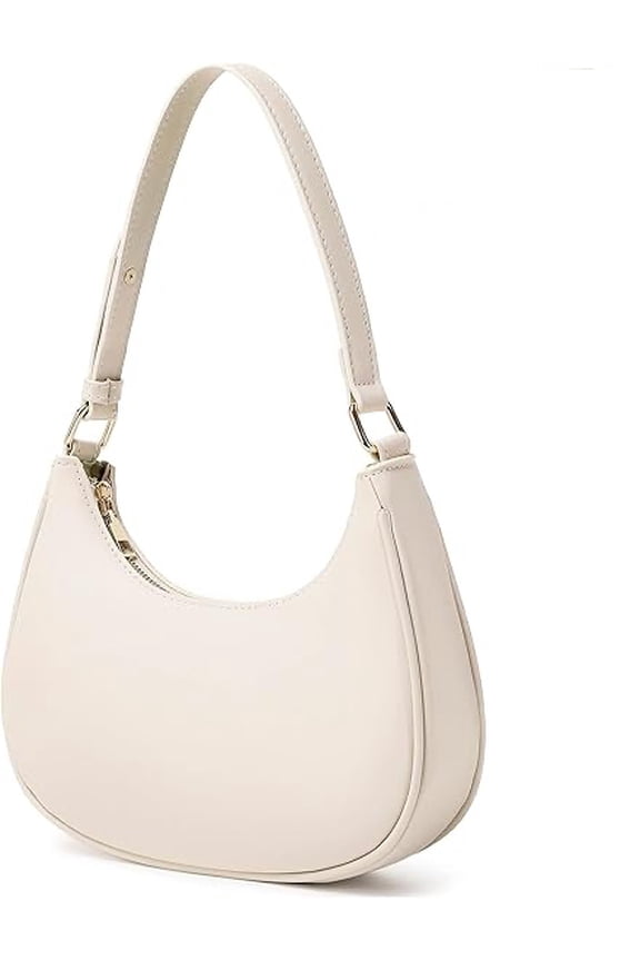 Shoulder Bag for Women, Light beige, Small Purse Cute Clutch Hobo Handbag, Trendy Crescent Bag, 90s Y2k Bags
