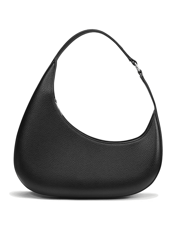 Women's PU Leather Plain Hobo Handbags, Black