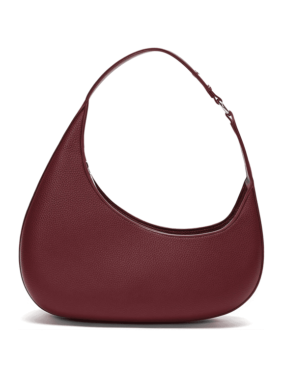 Shoulder Bag for Women, Modern Hobo Handbags Casual PU Leather Small Bag with Zipper Closure, Wine Red