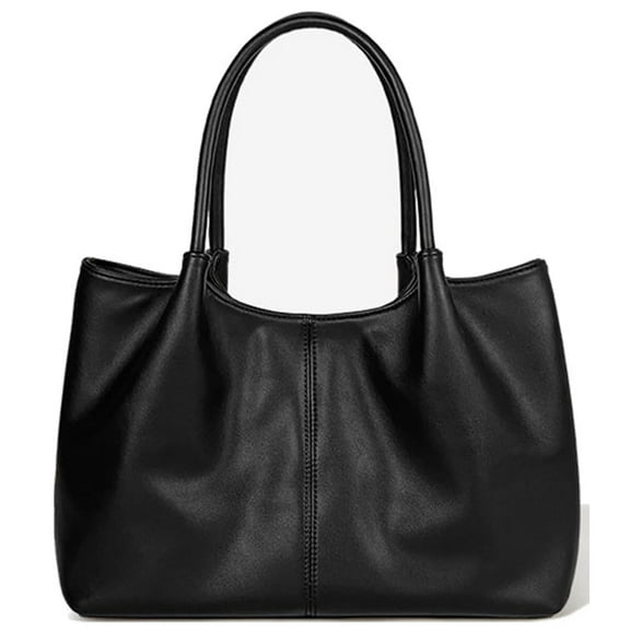 Shoulder Bag for Women, Soft PU Large Capacity Commuter Tote Bag, Black