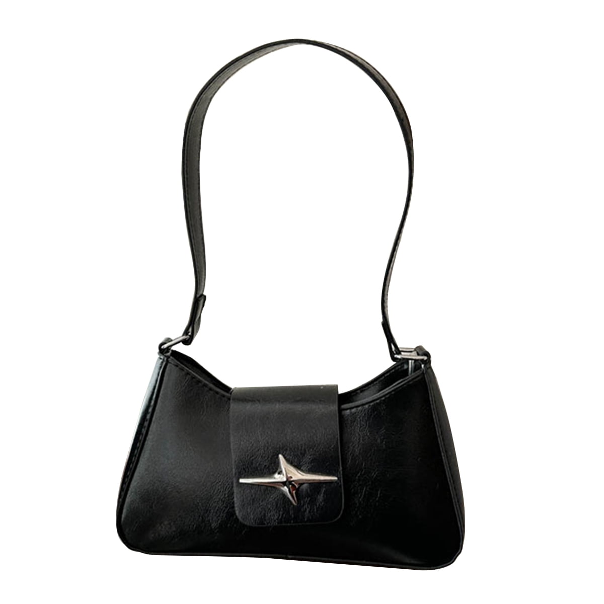 Shoulder Bag for Women Trendy Small Clutch Purse Zipper Closure Tote Shoulder Handbags with Adjustable Straps Black