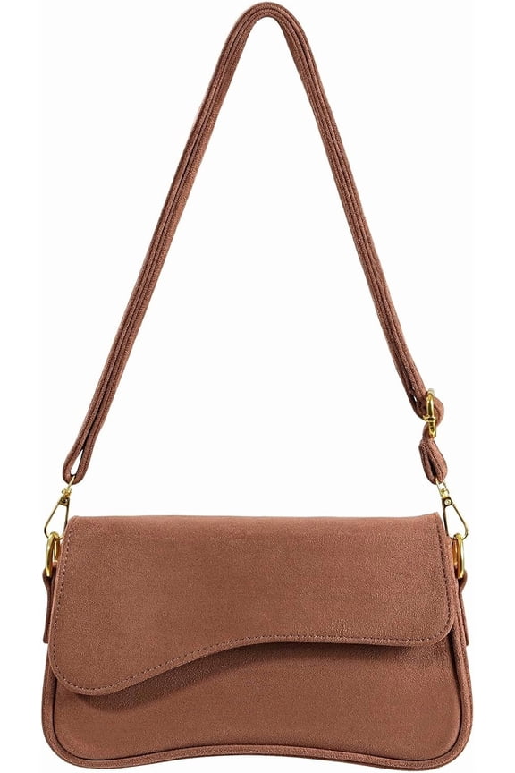 Shoulder Bag for Women Y2K Trendy Purse Vegan Leather Hobo Handbags Clutch Saddle Bag with 2 Removable Strap-Suede-brown