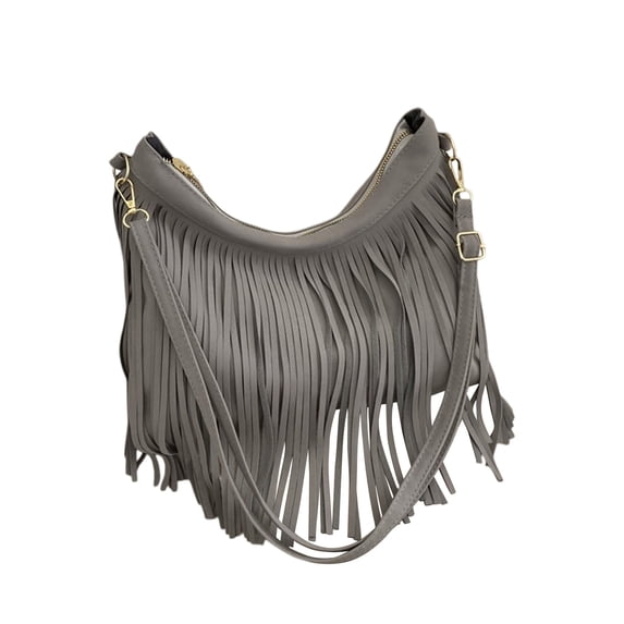 Tassel Shoulder Sarcina Black 30x28.5cm, Casual Viator Tote Situla Handbag For Women