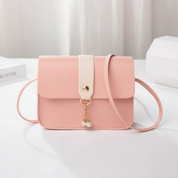 Shoulder Bag under $5! Xqxayjr Women's Crossbody Phone Bag, Fashion Messenger Shoulder Bag with Pearl Strap, Small Purse for Mobile Phone Cards