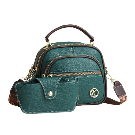 Shoulder Bags Coefficienta Classic Multifunctional Compartments Adjustable Wide Shoulder Strap Leather Bag Hands Convenience Green One Size