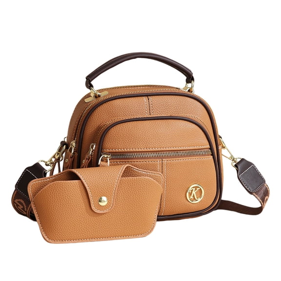 Shoulder Bags Coefficienta Classic Multifunctional Compartments Adjustable Wide Shoulder Strap Leather Bag Hands Convenience Khaki One Size