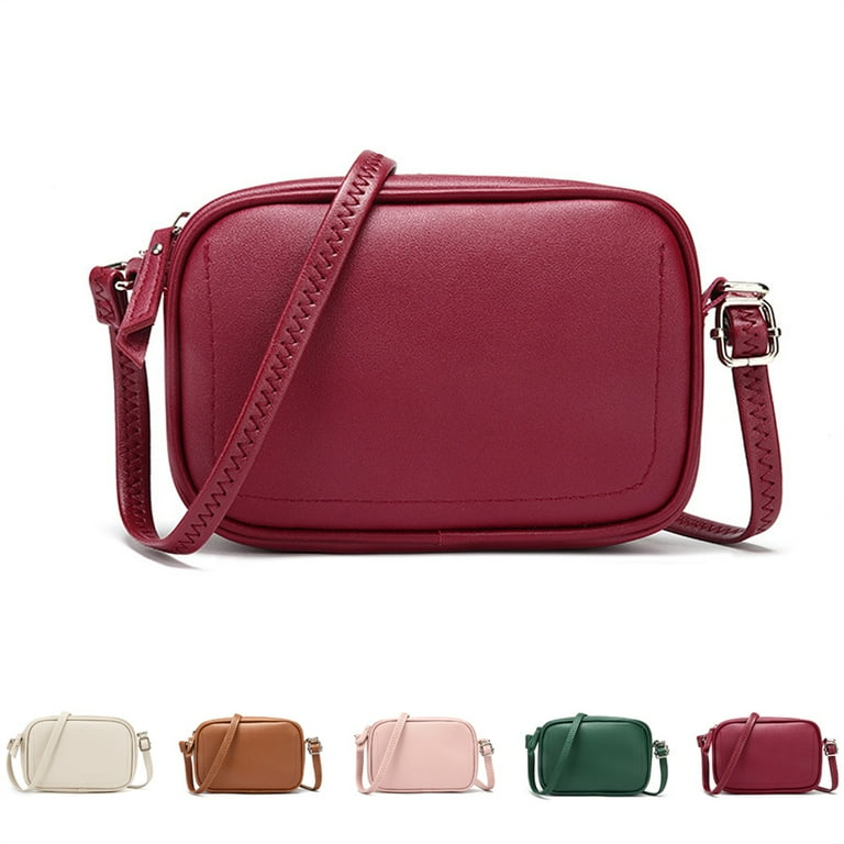 Shoulder Bags For Women Solid Color Pu Leather Handbag Lady Crossbody Bag Wine Red Wine Red Walmart