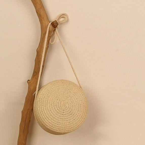 Shoulder Bags Handbag Knit Women Girl Rattan Woven Straw Bag Summer Beach Bag Straw Handbag BEIGE
