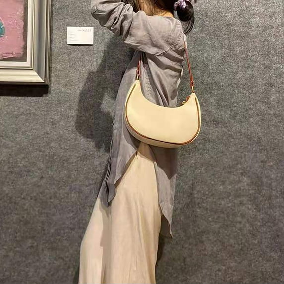 Shoulder Bags for Women Leather Sling Tote Handbag Retro Clutch Purse Fashion Underarm Bags Solid Color Dumpling Bag Beige
